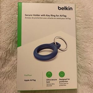 Belkin Secure Holder with Key Ring Keyring for AirTag Blue Silver NWT
